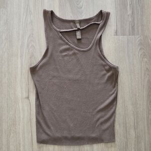 Skims Wmns Oxide Ribbed Cut Out Crop Tank L Minimal Soft Athleisure Vacation